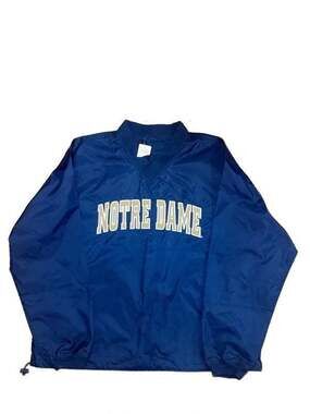 Vintage Starter 90s Notre Dame Fighting Irish Navy Blue V-Neck Windbreaker Pullo